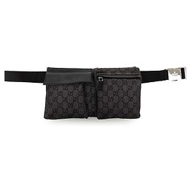 Bolsa de cintura Gucci Gray GG Denim Double Pocket