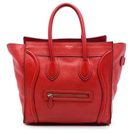 Céline Celine Orange Mini Grained Calfskin Luggage Tote