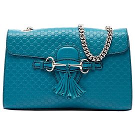 Borsa a tracolla Gucci Blue Medium Microguccissima Emily