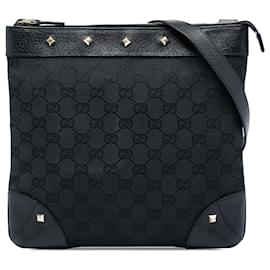 Borsa a tracolla Gucci Black GG Canvas Nailhead