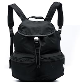 Mochila Prada Black Saffiano Trimmed Tessuto