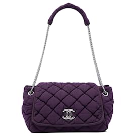 Chanel Purple Nylon Bubble Quilt Accordion Chain Flap