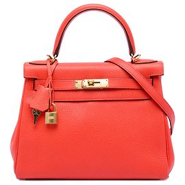 Hermès Orange Clemence Kelly II Retourne 28