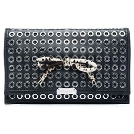 Clutch Burberry Black Prorsum in agnello con occhielli e fiocco in crine di cavallo