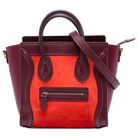 Céline Celine Luggage Tote Orange Nano Tricolor aus Nubuk und Kalbsleder