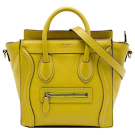 Céline Borsa Tote Luggage in pelle di vitello granulata gialla Celine