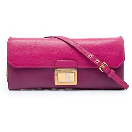 Portafoglio con catena Miu Miu in capretto bicolore viola Madras