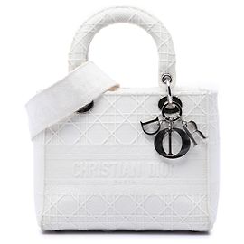 Dior Cannage Lady D Lite in tela bianca, taglia Medium