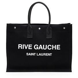 Saint Laurent Canvas Calfskin Rive Gauche Large Tote