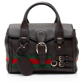 Borsa Boston Gucci in pelle Heritage Web con fibbia