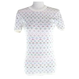 Top de punto de seda multicolor de manga corta Louis Vuitton