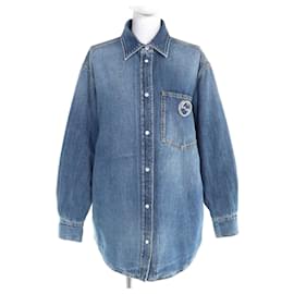 Camisa de manga larga de denim con broche Interlocking G Gucci