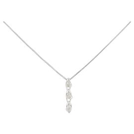 Autre Marque Au750 Weißgold Drei-Steine-Diamantkette