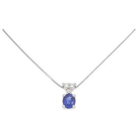 Autre Marque Collana in platino con zaffiro Pt900 Pt850