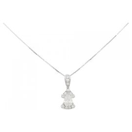 Autre Marque Colar de ouro branco Au750 e diamantes