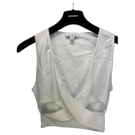 Top corto in misto cotone a coste bianco Alaïa