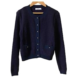 Autre Marque Rene Tweed-Strickjacke mit Blumenknöpfen