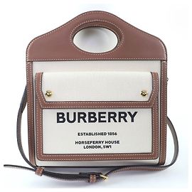 Borsa a tracolla 2way in tela di cotone e pelle Burberry Pocket