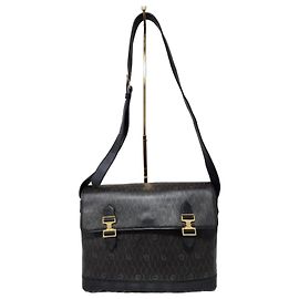 Christian Dior Vintage Honeycomb Canvas Messenger Bag Schwarz