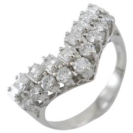 Autre Marque V-Form Pt900 Platin Diamantring