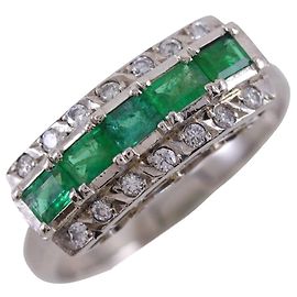Autre Marque Anel de platina Pt900, esmeralda e diamante
