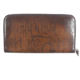Berluti Itauba Calligraphy Script Long Zip Wallet
