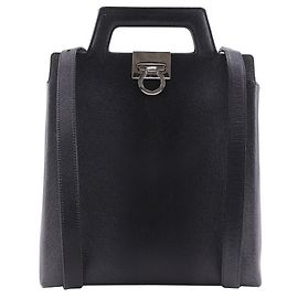 Borsa 3 modi in pelle con stampa Gancini Salvatore Ferragamo