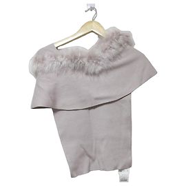 Autre Marque Top de punto con ribete de plumas Noela