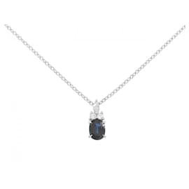 Autre Marque Collana in Zaffiro e Diamante Pt950 Pt850