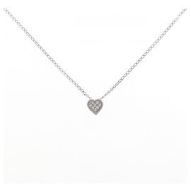 Autre Marque Collar de Corazón de Diamantes y Oro Blanco K10