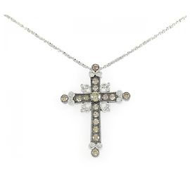 Autre Marque Collana con Croce in Diamanti in Oro Bianco Au750