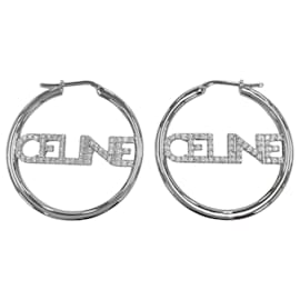 Orecchini a lobo argentati Celine STT3273 con logo in strass - Céline