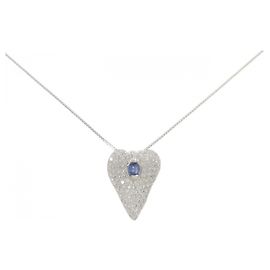 Autre Marque Collana in oro bianco Au750, zaffiro e diamante