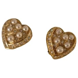 Orecchini a clip cuore Dior perle e strass