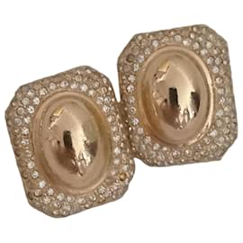 Orecchini a clip Christian Dior Vintage placcati oro e strass