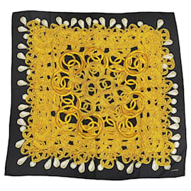 Chanel Vintage Silk Scarf in Black and Gold