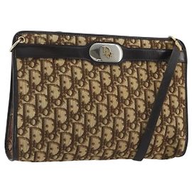 Borsa a tracolla Christian Dior Trotter Canvas Beige Auth ep15067