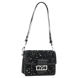 Bolso LOUIS VUITTON Daufine MINI Bag Tweed Black Silver M55491 LV Auth 189783SAM