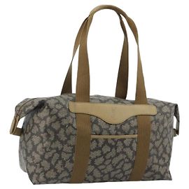 SAINT LAURENT Boston Bag PVC Black Khaki Auth bs35876