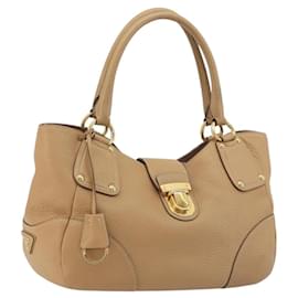 Borsa a mano PRADA in pelle marrone oro Auth BA13540A