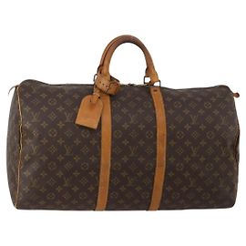 LOUIS VUITTON Monogram Keepall 55 Boston Bag M41424 LV Auth 189523