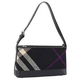 Borsa a tracolla BURBERRY Nova Check in tela nero argento Auth 191335V