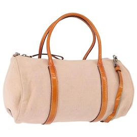 Borsa PRADA Canvas 2way Beige Argento Auth 190718