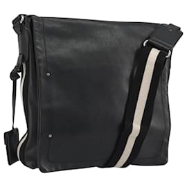 Sac à bandoulière BALLY en cuir noir avec détails argentés Auth 188106 - Bally