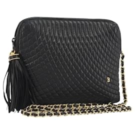 Borsa a Spalla con Catena BALLY in Pelle Nera e Oro Auth BA13963A - Bally