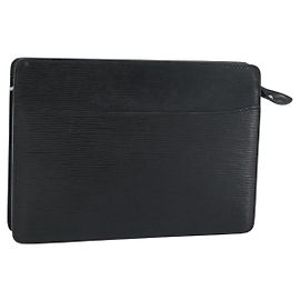 LOUIS VUITTON Epi Pochette Homme Clutch Bag Black M52522 LV Auth 191593