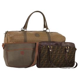 Bolso FENDI Zucca de lona 3 Set Marrón Auténtico bs35855