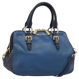 Borsa Miu Miu in pelle 2 modi Blu Oro Auth 190650