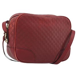GUCCI Micro GG Canvas Guccissima Tasche Leder Rot Gold 449413 Auth mr2685