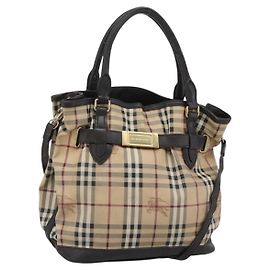 Borsa Tote BURBERRY Nova Check PVC 2way Beige Oro Auth 190614